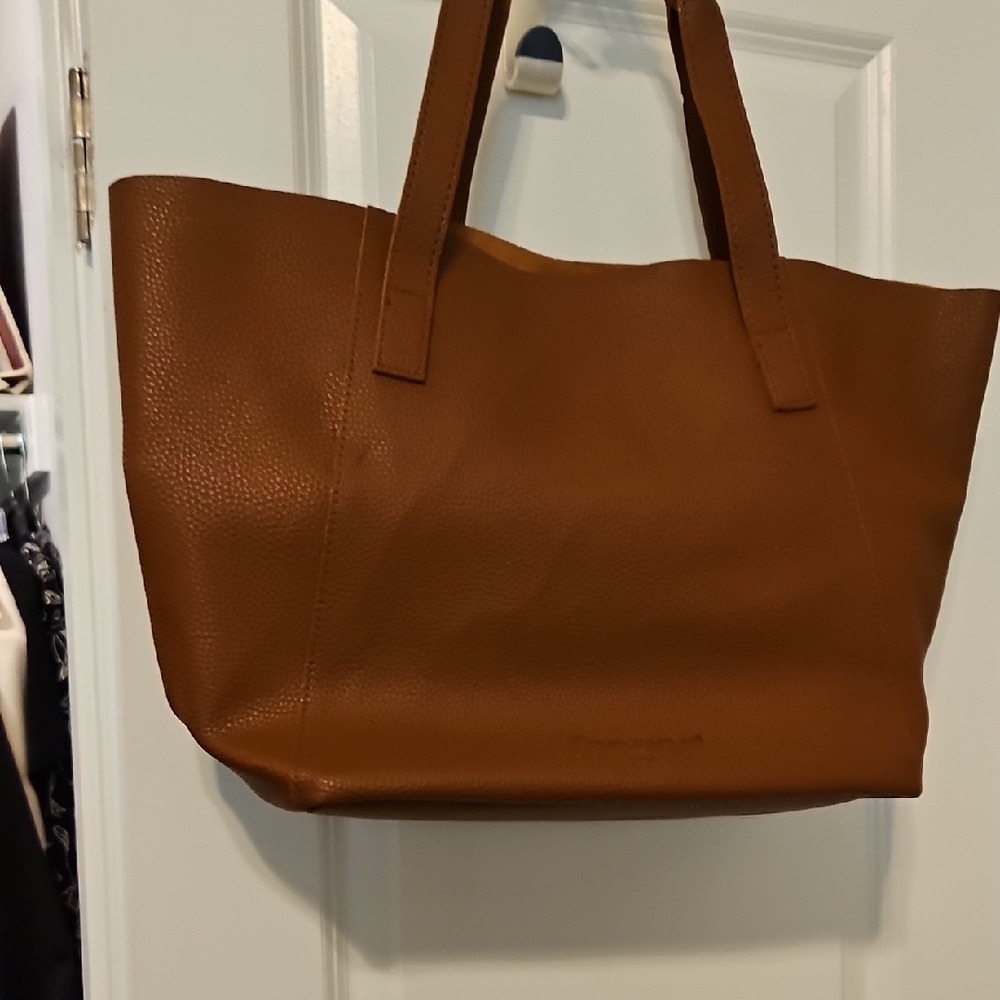 Tangerine Brown Tote with Minimalist Design and Sturdy Handles